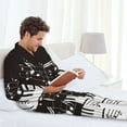 thumbnail image 6 of Susaid Piano Keys With Musical Notes Print Men's Long Sleeve Pajama Set, Two-Piece Button-Down Loungewear PJs Set, Comfortable Sleepwear for Relaxation-Medium, 6 of 7