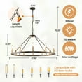 thumbnail image 3 of 12-Light Black&Gold Wagon Wheel Chandelier Farmhouse 37.4'' Round Matte Black Chandelier for High Ceilings, 3 of 9