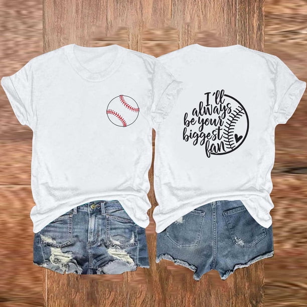 Fiudx Tops para Mujer Camiseta/Camisa Holgada Informal de Manga Corta con Estampado de Letras a Doble Cara para Mujer