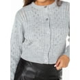 thumbnail image 6 of Celebrity Pink Women's Pointelle Crewneck Cardigan Sweater, Sizes XS-XXXL, 6 of 6