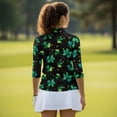 thumbnail image 5 of Uorisanigo Four-Leaf Clover Womens Moisture Wicking Casual Tennis Activewear Comfortable Breathable Athletic Polo Workout Tops Soft 3/4 Sleeve Fashionable Outing Wear Size M, 5 of 7