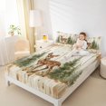 thumbnail image 4 of Manfei Cartoon Deer Full Size Sheets for Girls Boys, Watercolor Jungle Wildlife Bed Sheets, Green Pine Tree Sheet Sets, Luxury Bedroom Decor 4pcs, 4 of 7