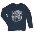thumbnail image 5 of Bison Portrait Women's Long Sleeve T-shirt American Buffalo Head Western Wildlife Nature Majestic Bull Symbol of Strength, 5 of 7