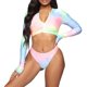 thumbnail image 1 of Conjunto De Bikinis Traje de baño sexy de bikini con cremallera y manga larga con efecto tie dye Cgtredaw Para estrenar, 1 of 1