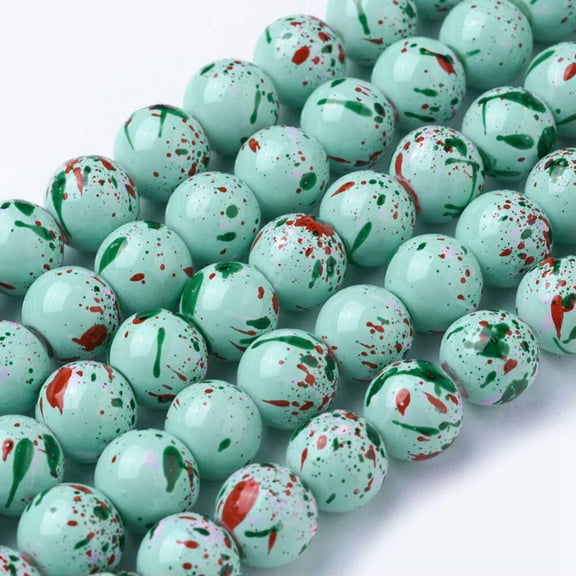 U8MO 20 Splatter Glass Beads 10mm Robins Egg Blue Spotted Bulk Jewelry Supplies Mix