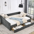 thumbnail image 3 of Button Tufted Elegance & Cozy Foam Padding - Queen Daybed with Storage Drawers, 3 of 4