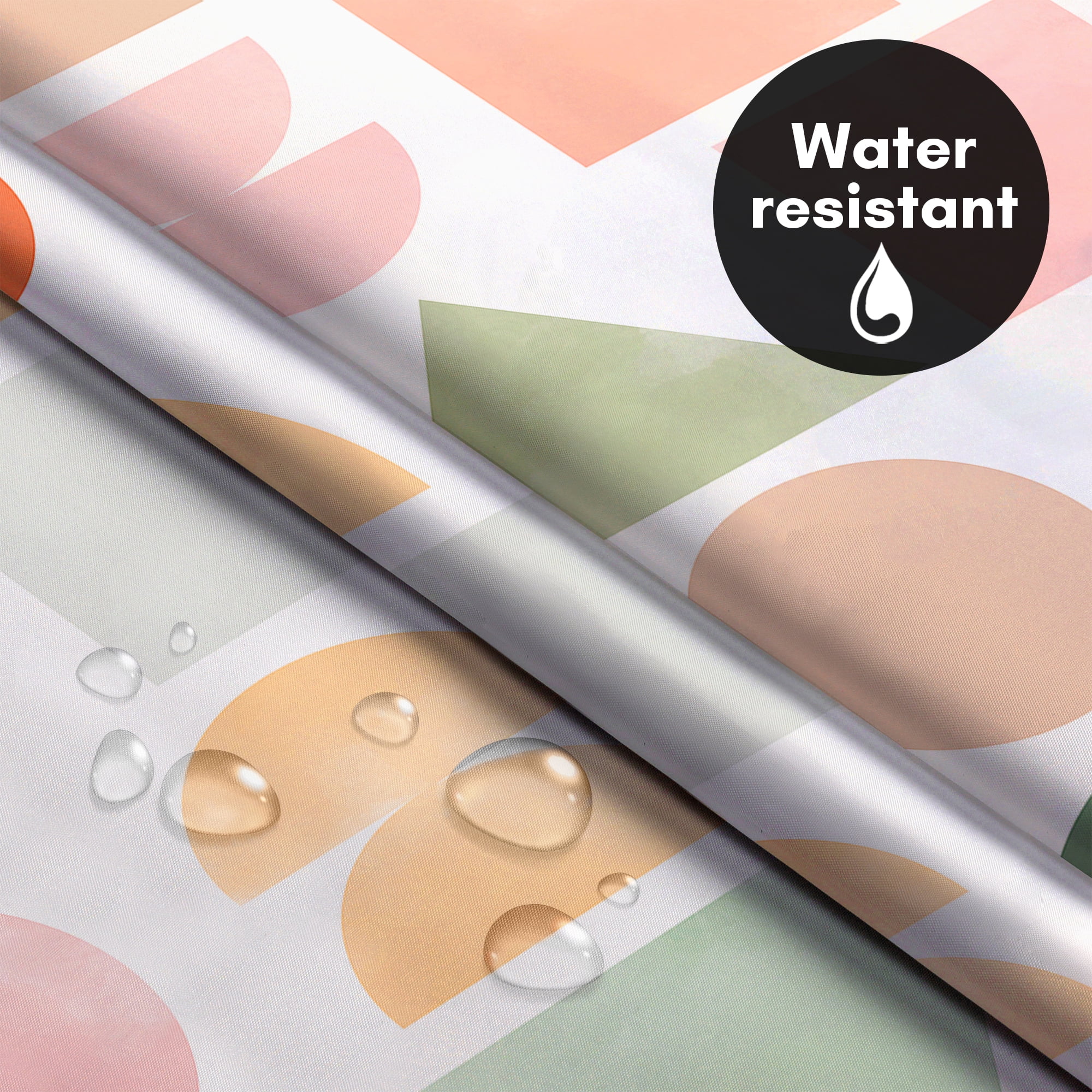 Americanflat 72x75 Hookless Shower Curtain - Abstract Orange Green Shower Curtain with Sheer Panel, Snap-In Liner, and Grommets - 100% Polyester
