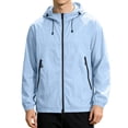 thumbnail image 3 of Nestiefly Mens Summer Jacket UPF 50+ Sun Protection Outdoor Lightweight Full Zip Hoodie Long Sleeve Fishing Hiking Shirt Sky Blue 3XL, 3 of 8