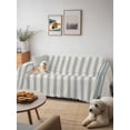 thumbnail image 6 of Blue Striped Couch Cover for 2 Cushion Sofa, Modern Farmhouse Stripes Rustic Washable Loveseat Sofa Covers Slipcover for Sectional Sofas L-Shaped, Couch Throw Cover 71"x118", 6 of 9