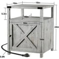 thumbnail image 3 of JJUN Farmhouse Nightstand with Charging Station, Grayish White End Table Bedroom with Storage Living Room Side Table Beige Night Stand Industrial Bedside Bed Table with USB Ports and Outlets, 3 of 16