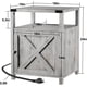 thumbnail image 3 of JJUN Farmhouse Nightstand with Charging Station, Grayish White End Table Bedroom with Storage Living Room Side Table Beige Night Stand Industrial Bedside Bed Table with USB Ports and Outlets, 3 of 16