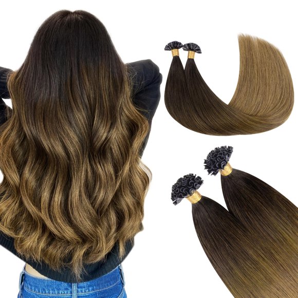 Extensiones de cabello GOO GOO U Tip, 22 pulgadas, 50 g, 50 g, 50 g, salsa de chocolate