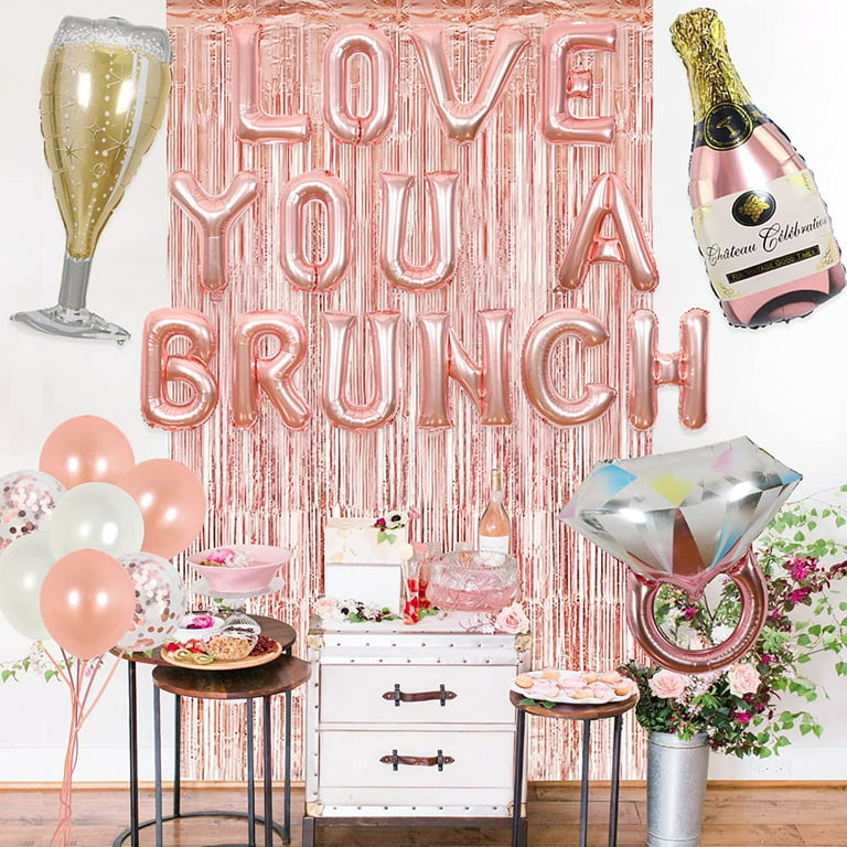 Bubbly and Brunch Party Decoration for Women Bridal Shower Champagne  Diamond Ring Balloon Garland Kit Rose Gold Wedding Supplies