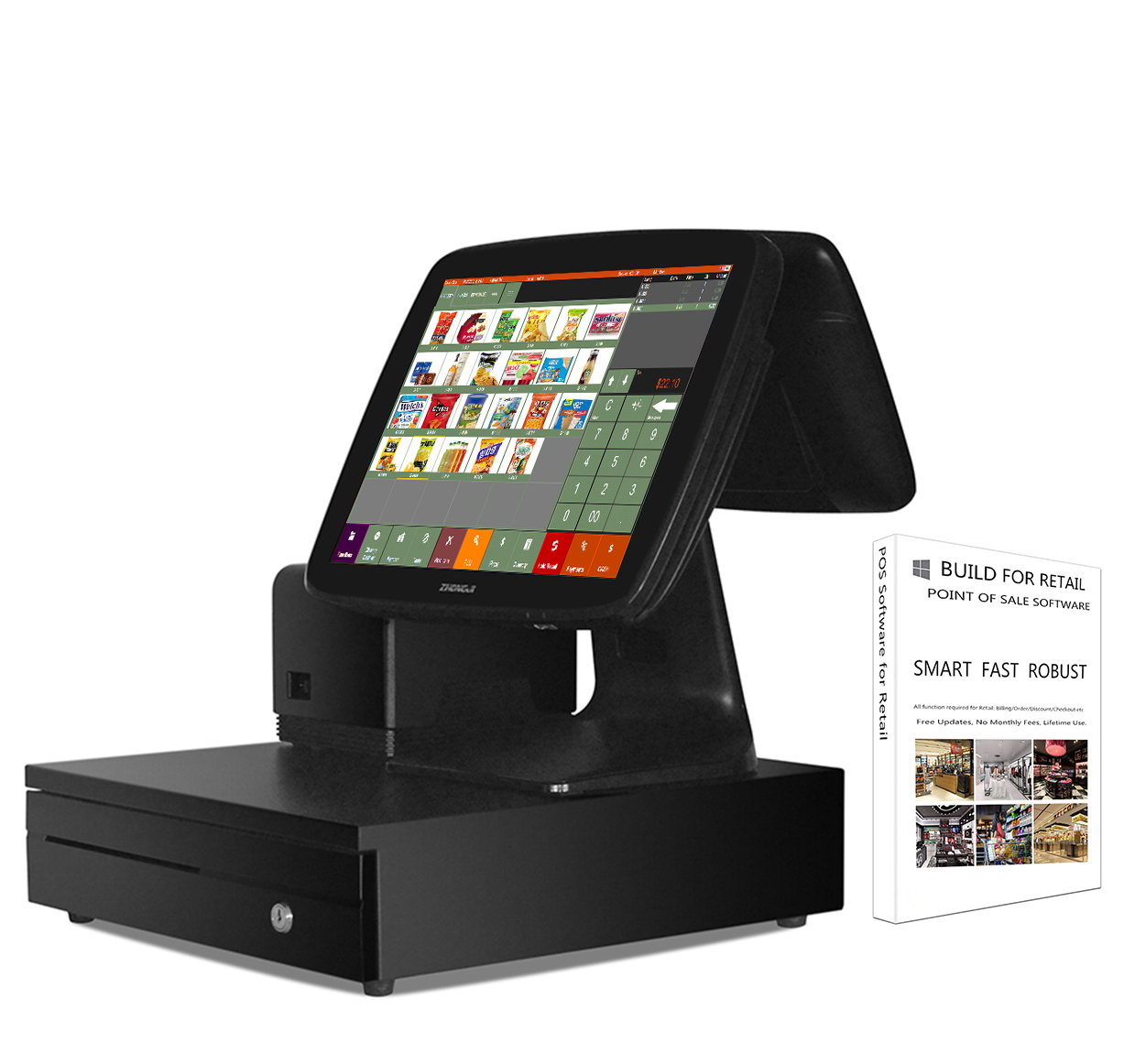 ZHONGJI A3D Cash Register POS System 15inch Touch Screen 11.6inch