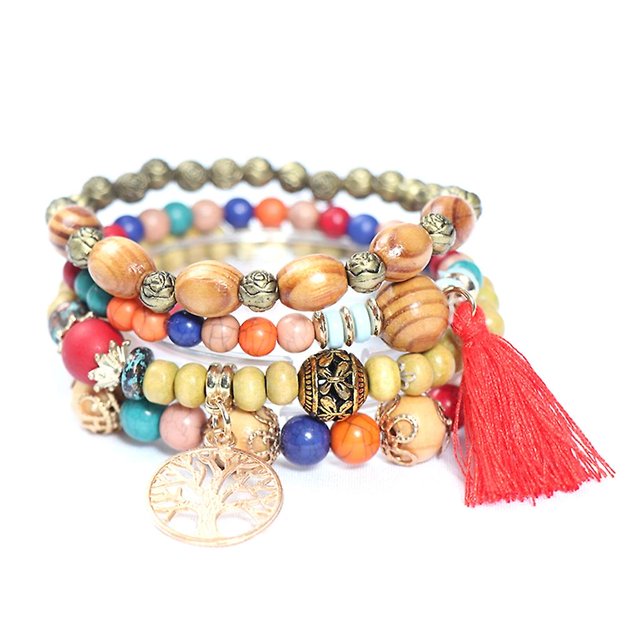Pulsera con dijes de cuentas bohemias YONGSHENG multicapa para niñas y mujeres