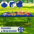 thumbnail image 6 of decorUhome Rectangle Stretch Spandex Tablecloth, Washable Reusable Table Cover for 8 FT Tables, Waterproof Fitted Table Cloth for Party, Picnic (Blue, 30"x96"), 6 of 10