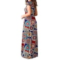 thumbnail image 2 of Cogild Womens Dresses Plain Short Sleeve Crewn Neck Empire Waist Floral Maxi Dress With Pockets, 2 of 5