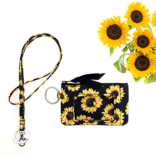 Sunflower-04 DONGGANGAJI Women's Wallet and Lanyard Set,Zip Id Case with Lanyard Sunflower-04 DONGGANGAJI Women's Wallet and Lanyard Set,Zip Id Case with Lanyard