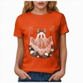 thumbnail image 6 of TOWED22 Fall Shirts for Women Halloween Bow Ghost Flower Graphic Tees Spooky Season Tops Cute Autumn Halloween T-Shirt(Orange,3XL), 6 of 8
