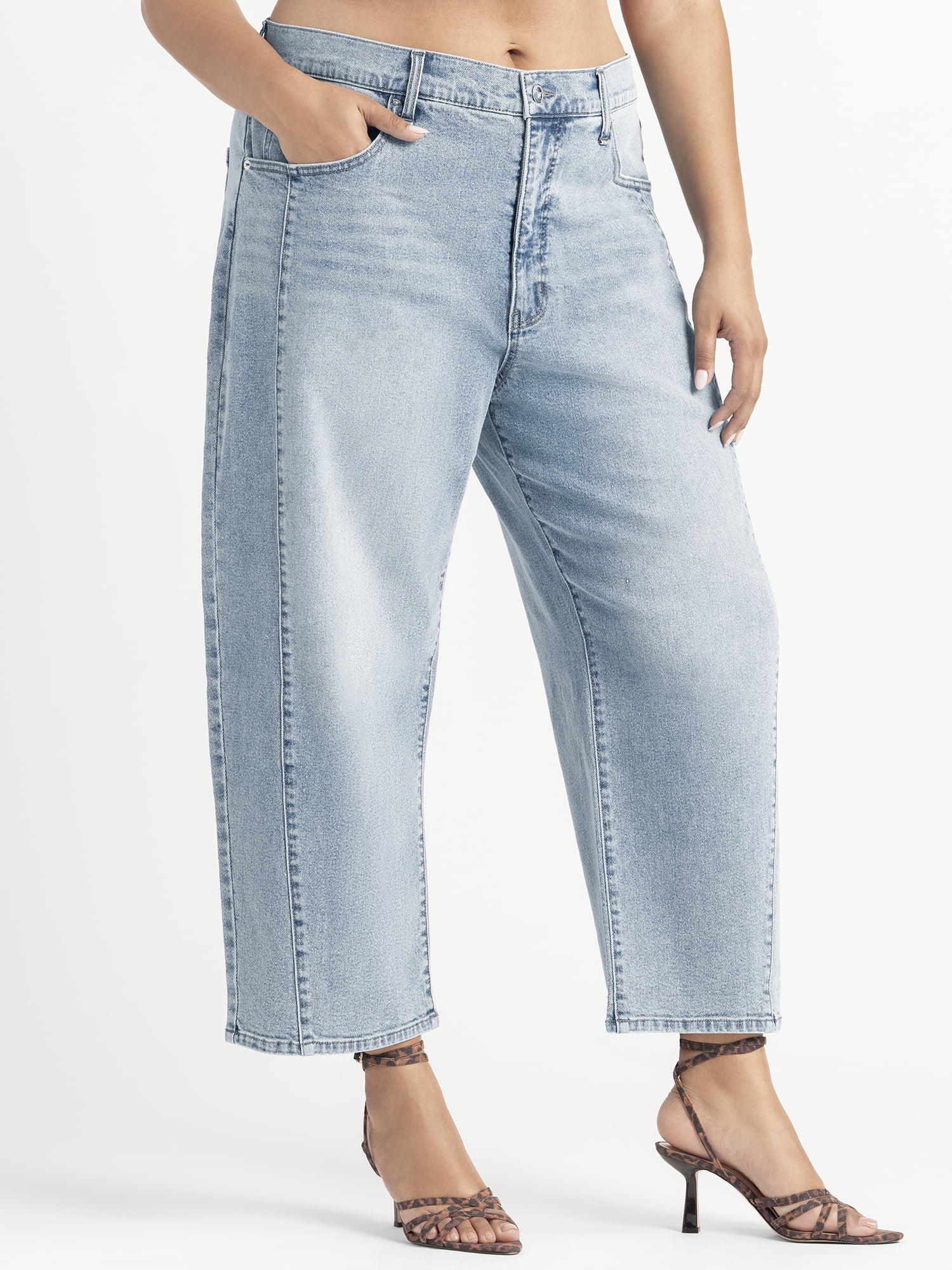 Jessica Simpson Women's and Women's Plus Myrtle Barrel Leg Jeans, Sizes 2-24W