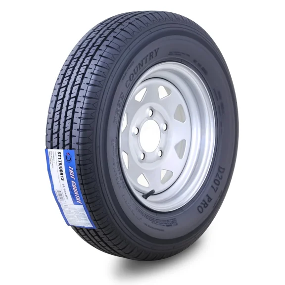 Free Country Trailer Tire Wheel Assembly ST175/80R13 8-Ply D 97M 5 Lug on 4.5" PCD Silver Spoke Rim