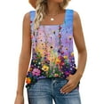 thumbnail image 3 of JTZGDY Floral Tank Tops for Women Loose Flowy Casual Graphic Summer Sleeveless Square Neck Tunic T-Shirts Trendy Western T-Shirts Multicolor#02 XL, 3 of 7