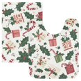 thumbnail image 7 of Yayeee Bath Rugs for Bathroom Floor Set of 2 Non Slip Fluffy Soft Absorbent Mat, White Christmas Holly, 7 of 7