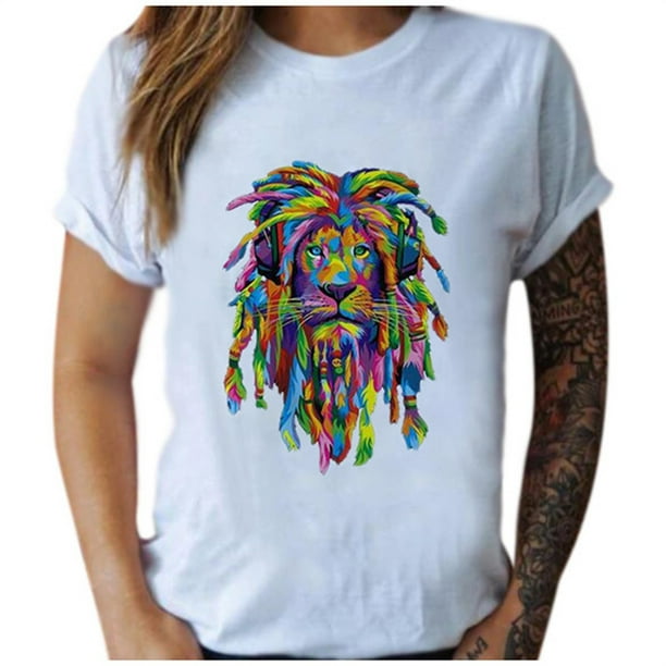LWZWM Work Blouses for Women Funny Tshirts Vintage Animal Print