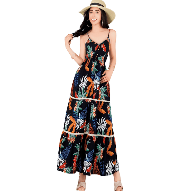 Vestido Maxi Casual Mujer Largo Cómodo de Tirantes