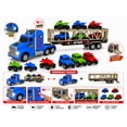 thumbnail image 3 of Friction Powered Toy Car Carrier Truck, 23 Inch Transport Trailer with 6 Mini Vehicles, Lights, Sounds, Opening Rear Door, Detachable Trailer, 3 of 9