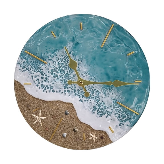 Resin Water Beach Wall Clock Quiet Movement Analog Dials Outdoor Clock for Garden Patio Porch Pool and Coastal