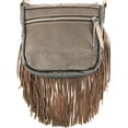 thumbnail image 5 of Western Genuine Leather Cowgirl Crossbody Messenger Fringe Laser Cut Purse Bag, 5 of 6