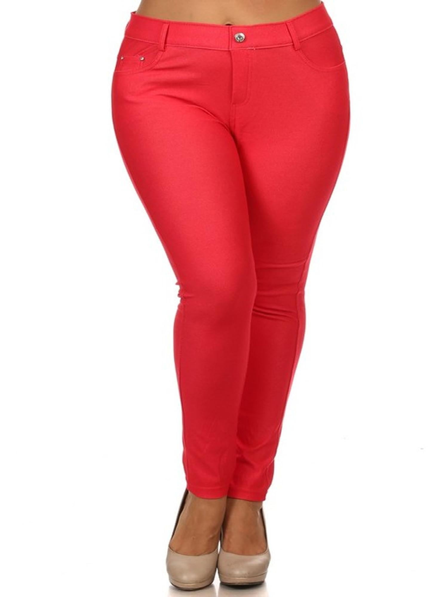 Plus Size Solid Casual Lightweight Stretchy Jean Pocket Pants - Walmart.com