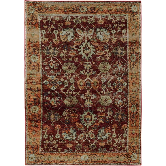 Moretti Glow Area Rug 7154A Red Scrolls Floral 8' 6" x 11' 7" Rectangle