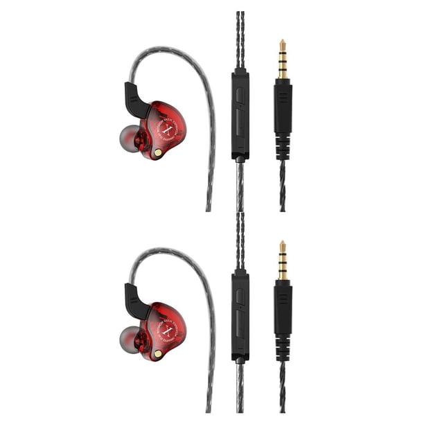 Moyic Auriculares con cable 96dB TPE Cable Conector Cubierta de silicona Auriculares internos Auriculares para caminar al aire libre para correr rojo 2piezas