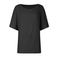 thumbnail image 5 of CAIVO Women's Summer Blouse Off Shoulder Shirts Casual Loose Short Sleeve Tunics Tops Trendy Solid Color Back To School Dailywear, 5 of 6