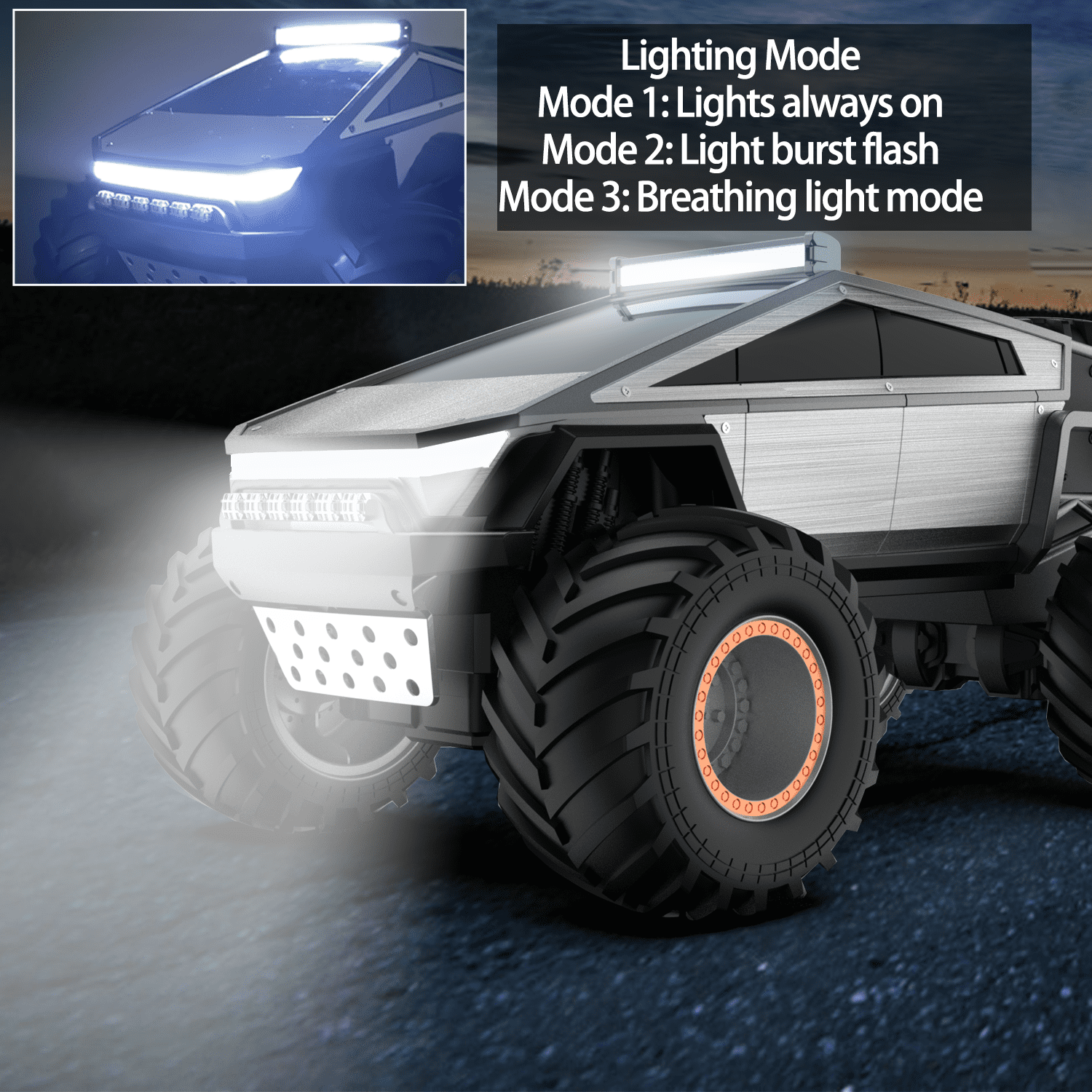 Remote Control Car, 1:14 Scale Remote Control Truck, 4WD Off Road Toy Rock Crawler RC Car with Dual Motors LED Headlight for Boy Kids Adults