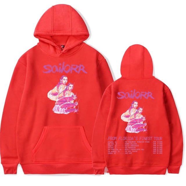 Sailorr 2025 TOUR Chandails à Capuchon Merch Femmes Hommes Manches Longues Mode Décontractée Chandails en Molleton à Capuche,TTG,Rouge