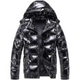 thumbnail image 1 of JUNWELL Men Clearance  Winter Jackets for Men Clearance Shiny Hooded Reflective Down Jacket Cotton Jacket, 1 of 4