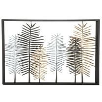 DecMode Black Metal Leaf Wall Decor with Black Frame