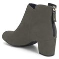 thumbnail image 4 of YDN Women Classic Round Closed Toe Chelsea Ankle Boots Block Low Heel Back Zipper Booties Winter Dressy Shoes Size 10.5 Gray, 4 of 5