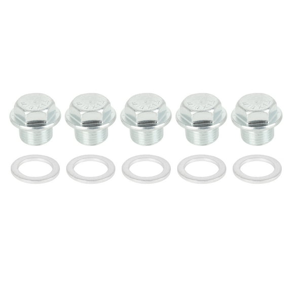 5 Sets M18x1.5 Metal Vehicle Engine Oil Pan Drain Cap Screw Bolt Plug with Gasket
