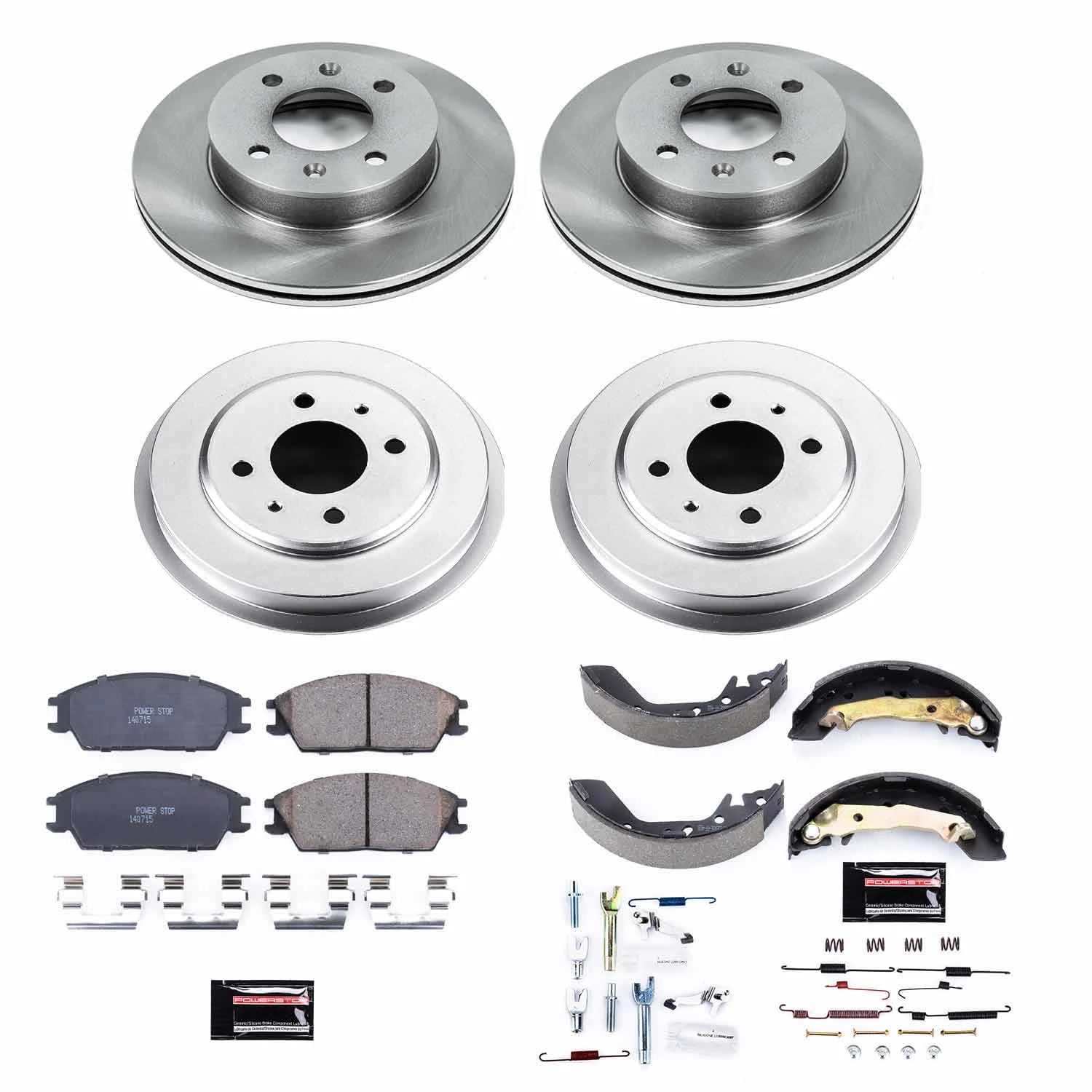 Power Stop Front and Rear Stock Replacement Drum and Shoe Kit KOE15196DK