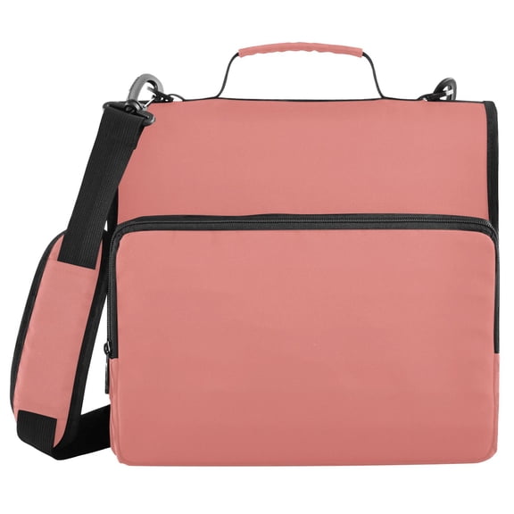 Haosy 3 Ring Zipper Binder with Shoulder Strap Waterproof Trapper Keeper 2 Inch D-Ring 500 Sheets Capacity, Coral