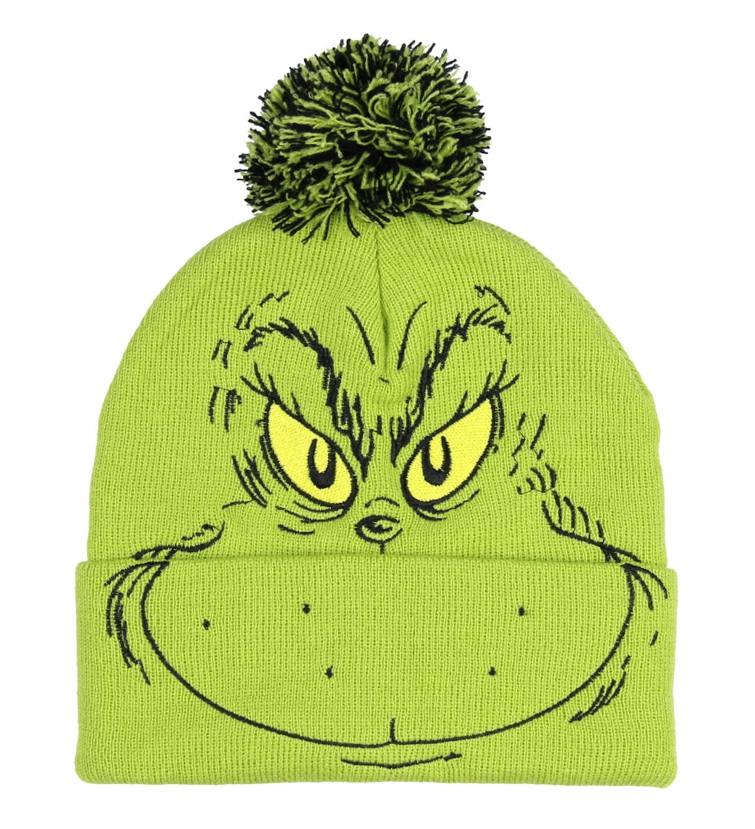 1X Green Dr Seuss The Grinch Themed Knit Pom Beanie Toboggan Hat One Size 