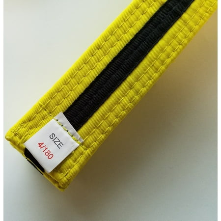 Yellow with Black Stripe Karate Belt Taekwondo Belts Martial Arts MMA Double Wrap