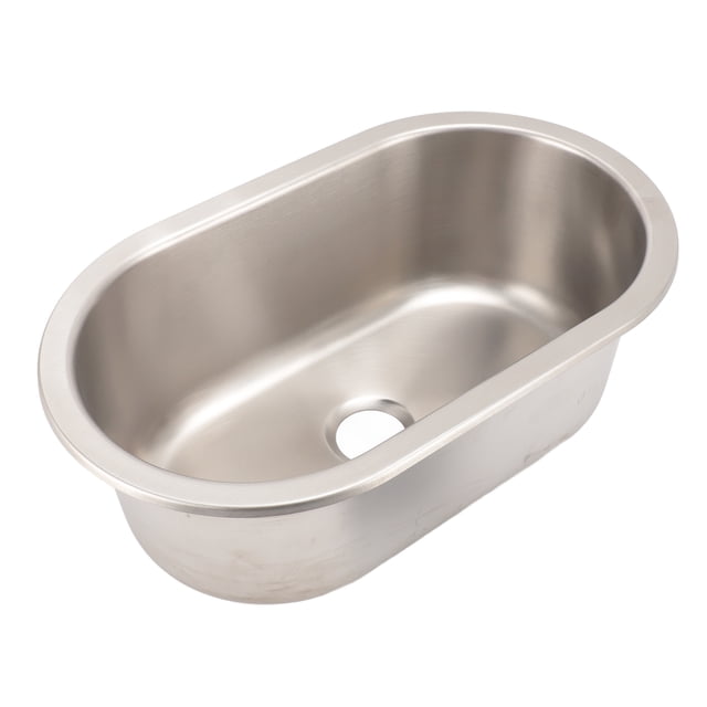 Évier de Barre en Acier Inoxydable 304, Sortie de Déchets Prédécoupée en Acier Inoxydable à Bol Unique Concave de Forme Ovale Trou de Vidange de 40 Mm pour RV