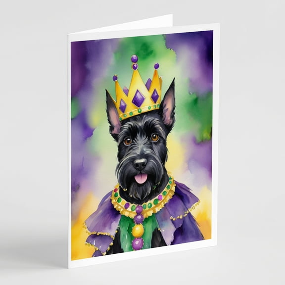 Scottish Terrier King of Mardi Gras Greeting Cards Pack of 8 7 in x 5 in