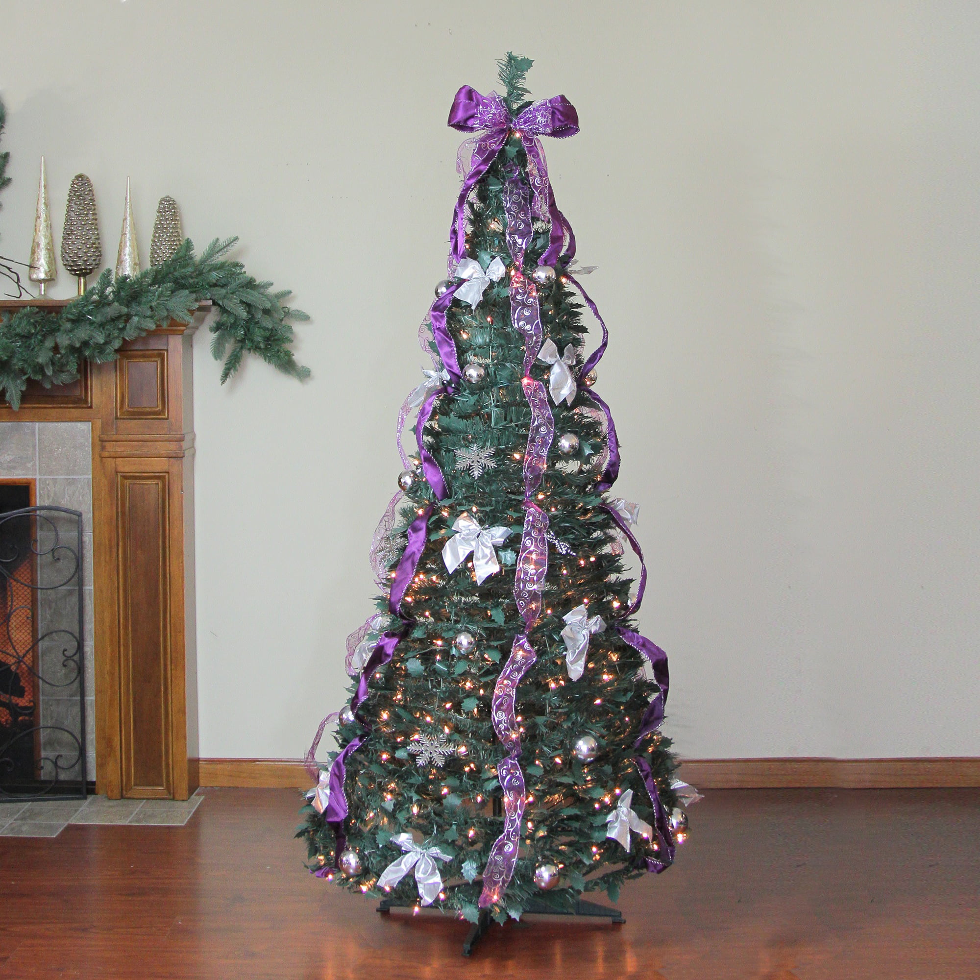 Northlight 2' Pre-lit White Iridescent Pine Artificial Christmas Tree -  Purple Lights, 1 - Kroger