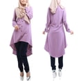 thumbnail image 5 of GENEMA Women Muslim Long Sleeve Blouse Dress Buttons Asymmetric Loose Shirt Tunic Tops, 5 of 19